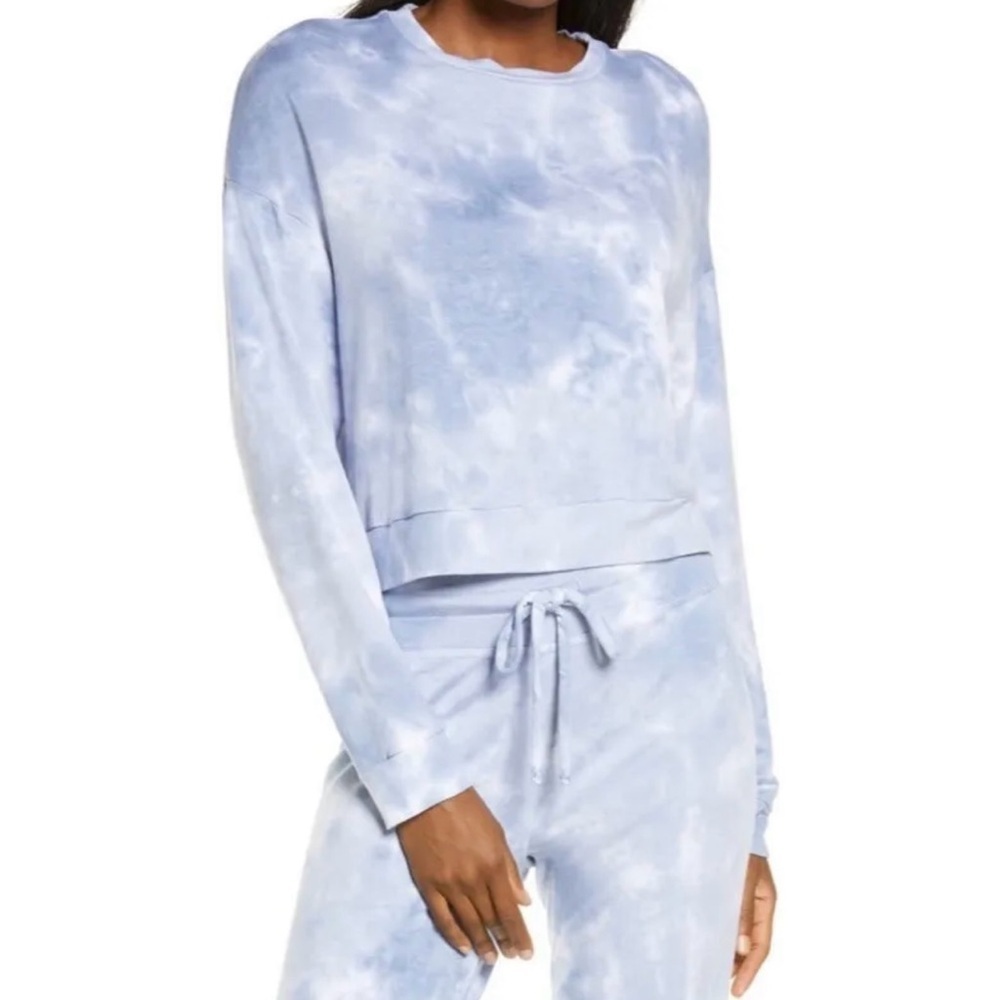 NEW BEYOND YOGA Blue Garment Tie-Dye Pullover Sweatshirt